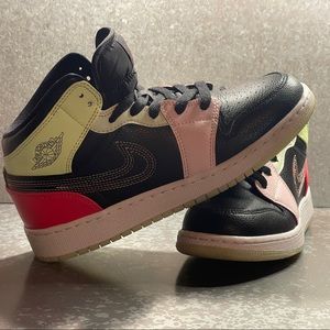 Black Multi Colored Nike Air Jordan 1 Sneakers , Size 6.5Y Glow in Dark